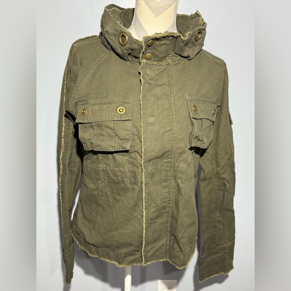 BB Dakota Olive Utility‎ Jacket with Frayed Edges